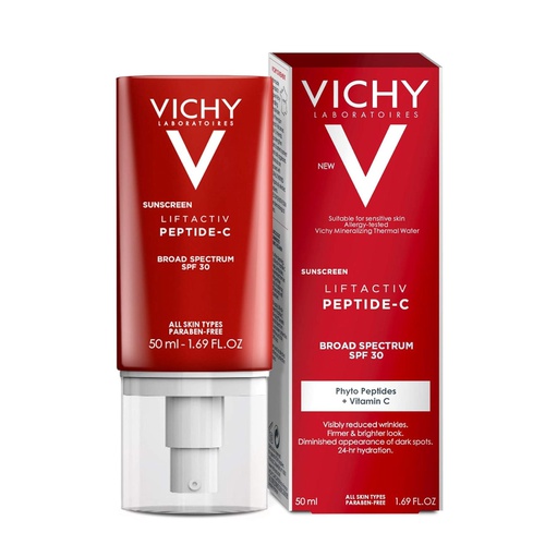  Vichy LiftActiv Sunscreen Peptide-C Face Moisturizer with SPF 30, Anti Aging Face Cream with Peptides & Vitamin C to Brighten & Firm Skin, Reduce Wrinkles & Dark Spots