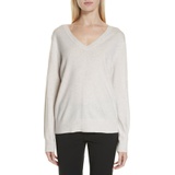 Vince Weekend V-Neck Cashmere Sweater_HEATHER WHITE