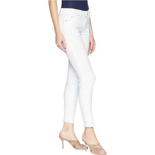  Vince Camuto Five-Pocket Frayed Hem Ankle Jeans in Ultra White