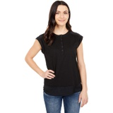 Vince Camuto Short Sleeve Mix Media Henley Top