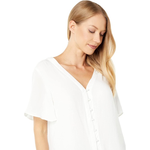  Vince Camuto Short Sleeve Button-Down Tie Front Blouse