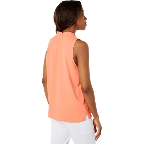  Vince Camuto Sleeveless Pleat Neck Luxe Crepe De Chine Blouse