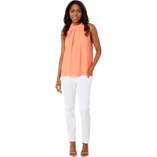  Vince Camuto Sleeveless Pleat Neck Luxe Crepe De Chine Blouse