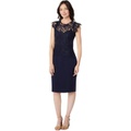 Vince Camuto Lace Mock Neck Peplum Signature Stretch Crepe Skirt Bodycon