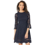 Vince Camuto Lace Pinch Pleat Fit-and-Flare Dress