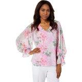 Vince Camuto Long Sleeve Smock Cuff V-Neck Glowing Garden Blouse