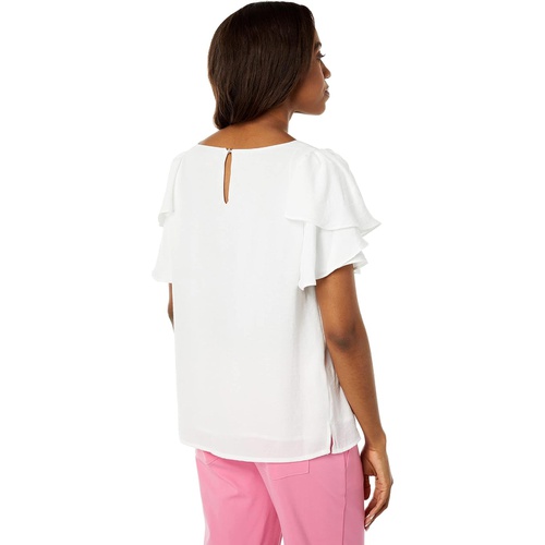  Vince Camuto Short Sleeve Tiered Sleeve Crinkle Gauze Blouse