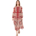 Vince Camuto Printed Chiffon Long Sleeve Handkerchief Hem Maxi