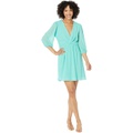 Vince Camuto Chiffon Twist Front Balloon Sleeve Fit-and-Flare