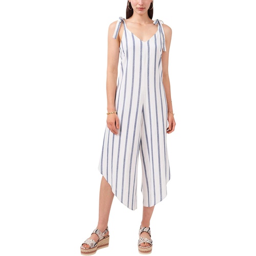  Vince Camuto Sleeveless Tie Shoulder Linen Stripe Jumpsuit