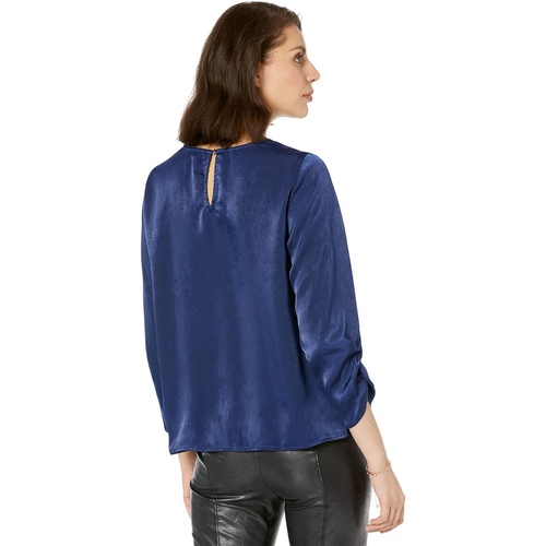  Vince Camuto Pleat Neck Blouse with 3u002F4 Sleeve