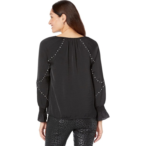  Vince Camuto Embroidered V-Neck Long Sleeve Blouse