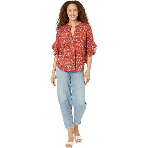  Vince Camuto Flutter Sleeve Blooming Bunches Blouse