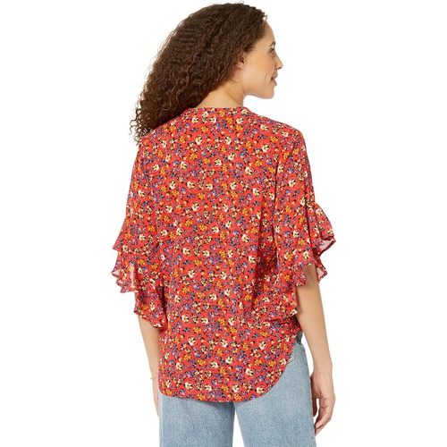  Vince Camuto Flutter Sleeve Blooming Bunches Blouse