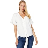 Vince Camuto Short Sleeve Tie Front Button-Down Blouse