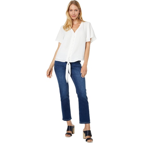  Vince Camuto Short Sleeve Tie Front Button-Down Blouse