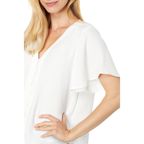  Vince Camuto Short Sleeve Tie Front Button-Down Blouse