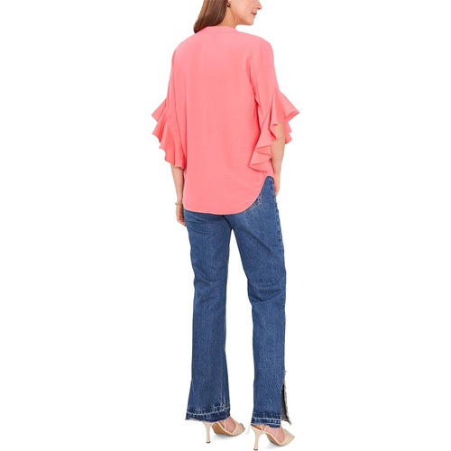  Vince Camuto Ruffle Sleeve Henley Blouse