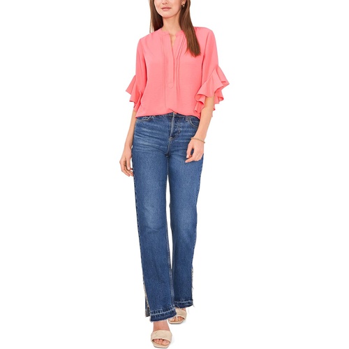  Vince Camuto Ruffle Sleeve Henley Blouse