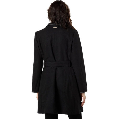  Vince Camuto Belted Wool Coat with High Neck and PU Trim V29777A-ME