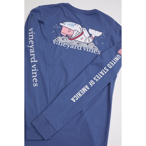  Vineyard Vines Kids Long Sleeve USA Space Whale Glow Pocket T-Shirt (Toddleru002FLittle Kidsu002FBig Kids)