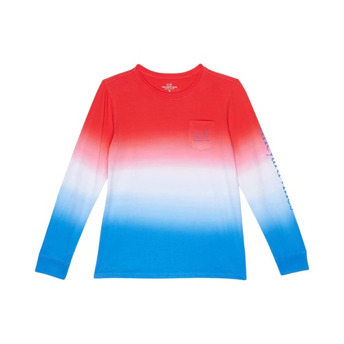  Vineyard Vines Kids Long Sleeve American Dip-Dyed Whale Pocket T-Shirt (Toddleru002FLittle Kidsu002FBig Kids)