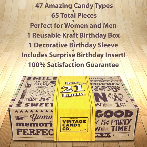  VINTAGE CANDY CO. 21ST BIRTHDAY RETRO CANDY GIFT BOX - 2000 Decade Childhood Nostalgia Candies - Fun Funny Gift Idea - Turning 21 Gag Basket - PERFECT For Man Or Woman Turning TWEN