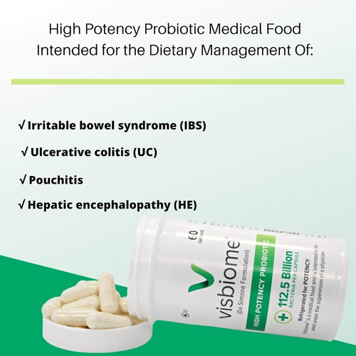  Visbiome High Potency Probiotic Capsules 112.5 Billion CFU - Irritable Bowel Syndrome (IBS) Medical Food, Shipped Cold in Recyclable Cooler with Temperature Monitor (2-Pack)