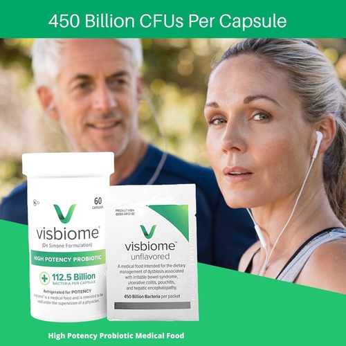  Visbiome High Potency Probiotic Capsules 112.5 Billion CFU - Irritable Bowel Syndrome (IBS) Medical Food, Shipped Cold in Recyclable Cooler with Temperature Monitor (2-Pack)