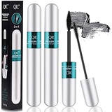 Visen 2PCS 4D Silk Fiber Lash Mascara,2 in 1 Thrive Mascara For Natural Lengthening And Thickening Effect,no clumping Superstrong Waterproof No Toxic Mascara for Long-Lasting,Beauty Char