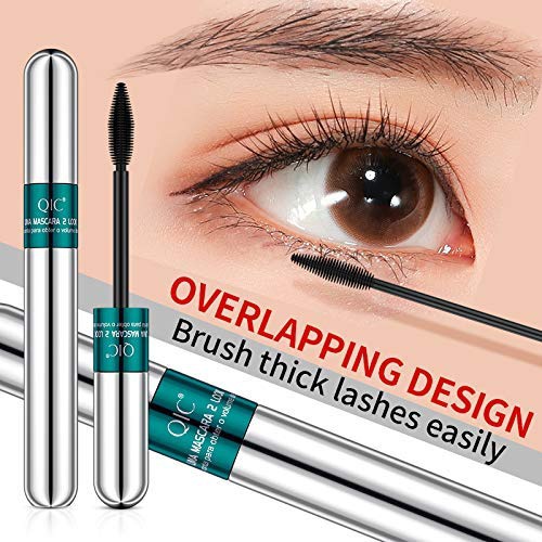  Visen 2PCS 4D Silk Fiber Lash Mascara,2 in 1 Thrive Mascara For Natural Lengthening And Thickening Effect,no clumping Superstrong Waterproof No Toxic Mascara for Long-Lasting,Beauty Char