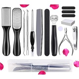 Professional Pedicure Kit 15 Pcs, Vnina Pedicure Tools Set Foot Scrub Deadskin Callus Remover, Stainless Steel Foot File Pedicure Supplies for Men Women Care