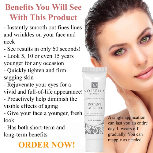  Voibella Beauty Instant Face Lift Cream - Best Eye, Neck & Face Tightening, Lifting & Firming Serum To Smooth Appearance of Loose Sagging Skin, Puffiness, Fine Lines & Wrinkles Within 1 Minute (Pe