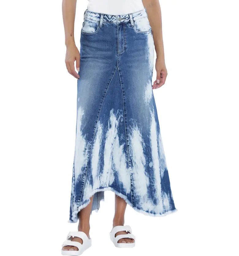 Wash Lab Denim Selma Storm Denim Midi Skirt_FEATHER BLUE