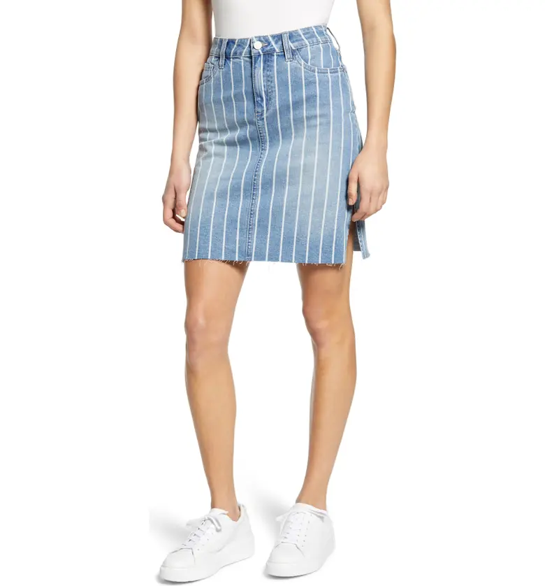 Wash Lab Denim Stripe Denim Skirt_BLUE STRIPE