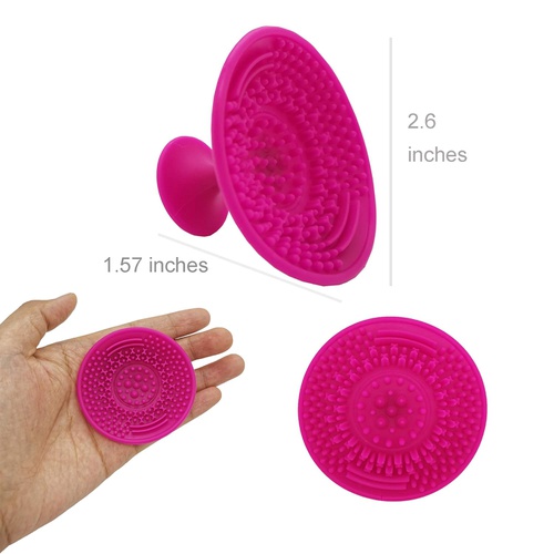  WAVALP Makeup Brush Cleaner Mat, Makeup Brush Cleaning Pad, Cosmetics Brush Cleaner, Portable Silicone Beauty Blender Washing Tool Scrubber Suction Cup (Pink 2 pieces)