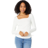 WAYF TTYL Ruched Brushed Rib Knit Long Sleeve Top