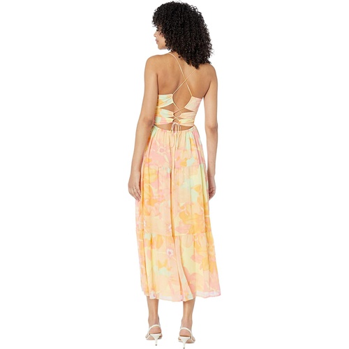  WAYF Cami Lace-Up Back Tiered Maxi Dress