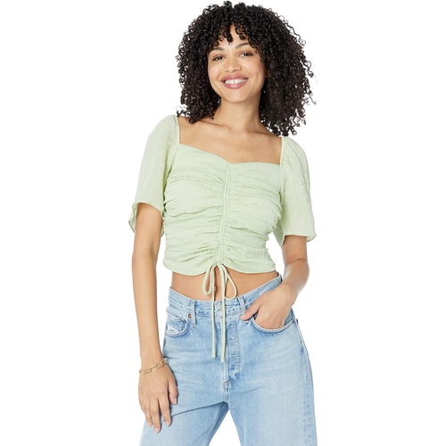  WAYF Secrets Kept Gathered Flutter Sleeve Top