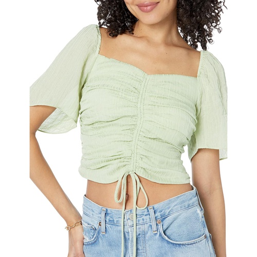  WAYF Secrets Kept Gathered Flutter Sleeve Top