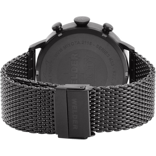  Welder Moody Stainless Steel Gunmetal Mesh Dual Time Watch with Date 45mm