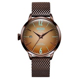 Welder Moody Stainless Steel Brown Mesh 3 Hand Watch with Date 38mm