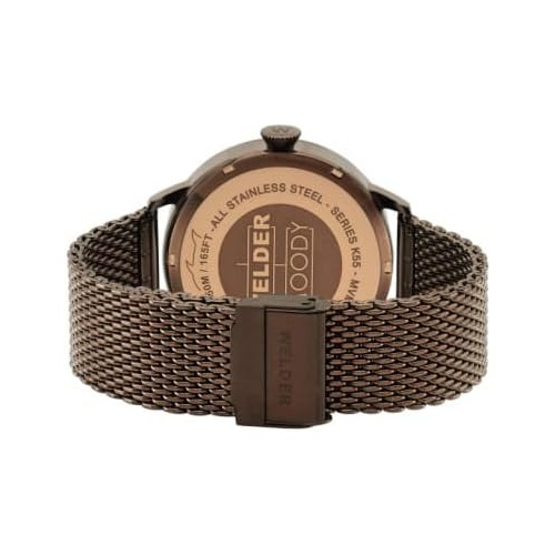  Welder Moody Stainless Steel Brown Mesh 3 Hand Watch with Date 38mm
