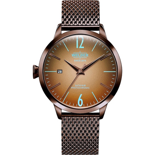  Welder Moody Stainless Steel Brown Mesh 3 Hand Watch with Date 38mm