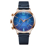 Welder Moody Blue Leather Dual Time Rose Gold-Tone Watch with Date 38mm