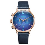 Welder Moody Blue Leather Dual Time Rose Gold-Tone Watch with Date 42mm