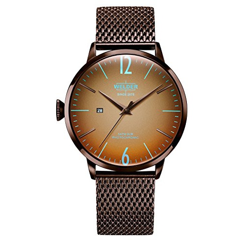  Welder Moody Stainless Steel Brown Mesh 3 Hand Watch with Date 45mm