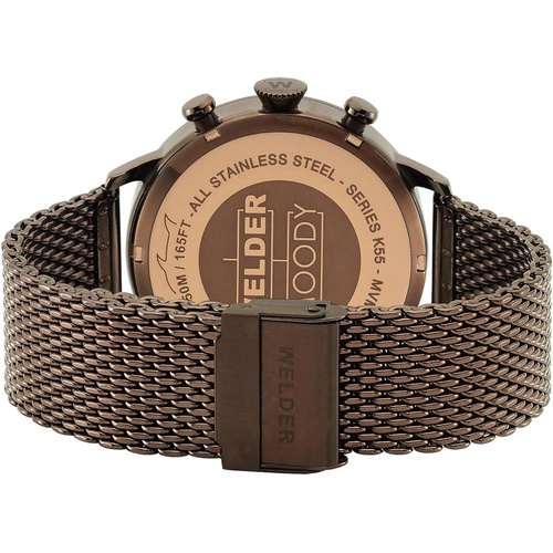  Welder Moody Stainless Steel Brown Mesh 3 Hand Watch with Date 45mm