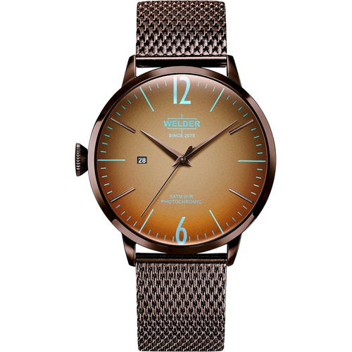  Welder Moody Stainless Steel Brown Mesh 3 Hand Watch with Date 45mm