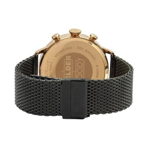  Welder Moody Stainless Steel Gunmetal Mesh Dual Time Rose Gold-Tone Watch with Date 45mm